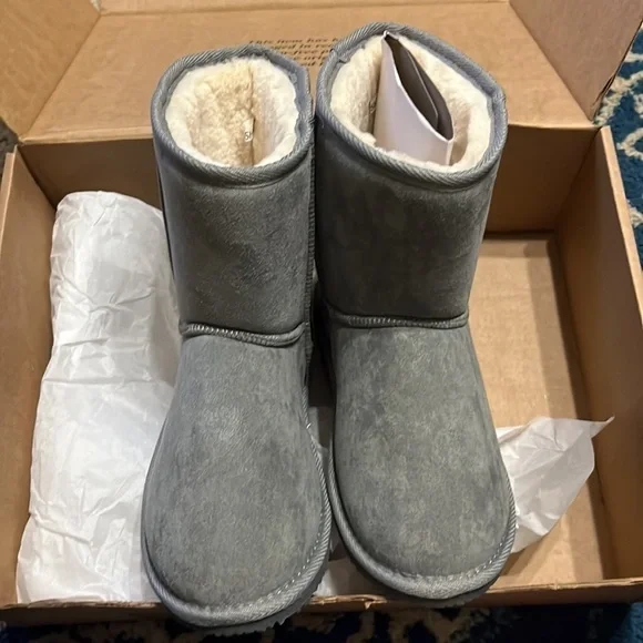New in box Women's Shorty-New Mid Calf Winter Snow Boots 9.5 Gray - Picture 3 of 7